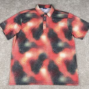 HRESKI Short Sleeve Golf Polo Pattern Psychedelic Colorful Stretch Summer XL